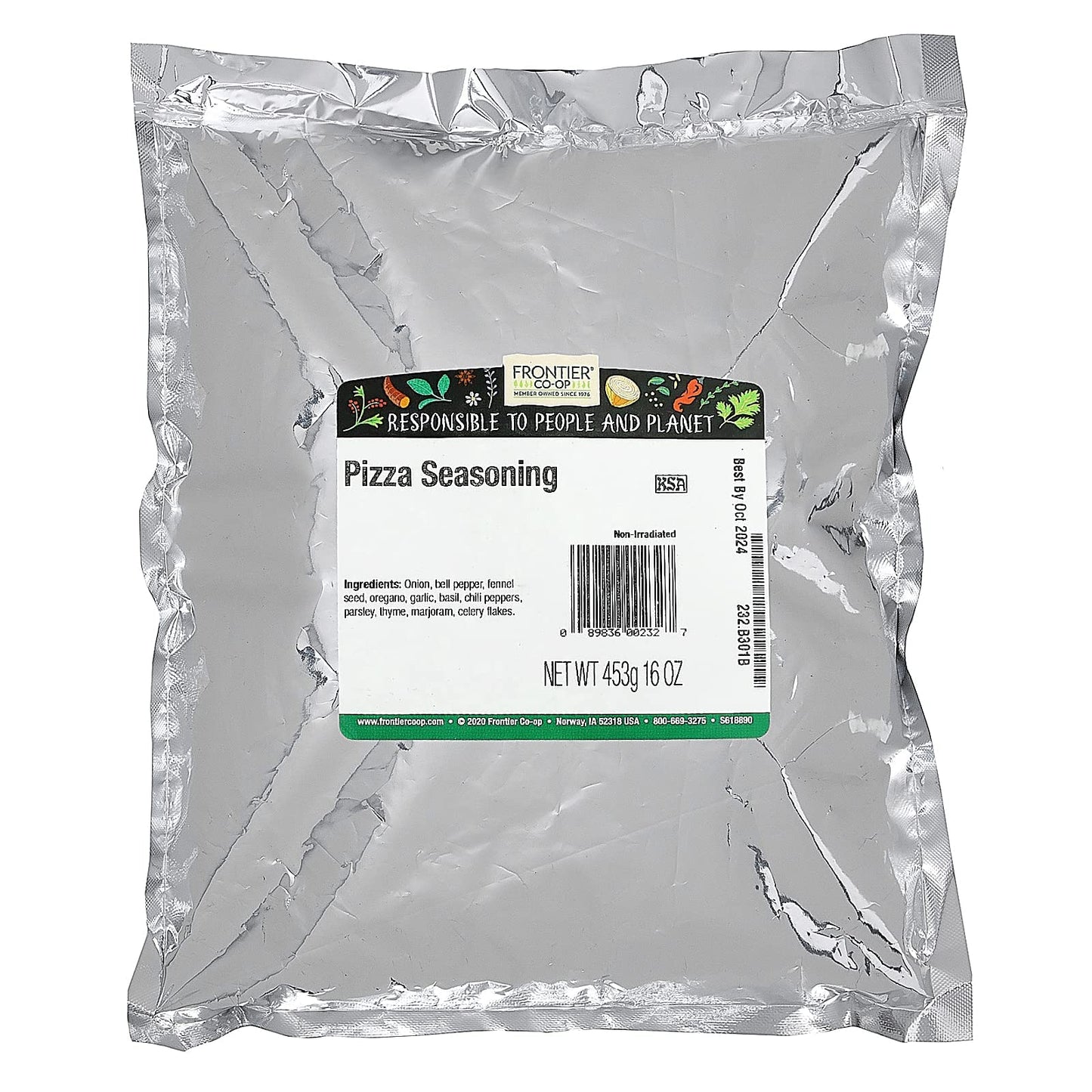 Frontier Co-op Pizza Seasoning Spice Blend, 1lb Bulk Bag - Ideal for Homemade Pizzas, Pasta & Italian Dishes