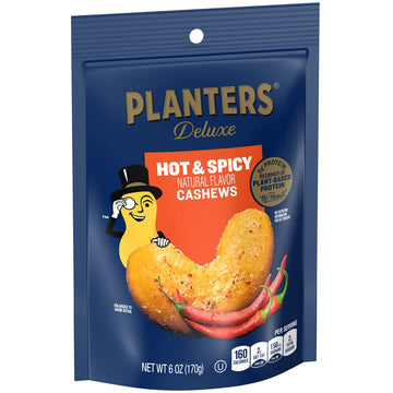 Planters Deluxe Hot 'N Spicy Cashews, 6 oz. (8-Pack) - Flavorful Snack, Perfect for Parties and On-the-Go