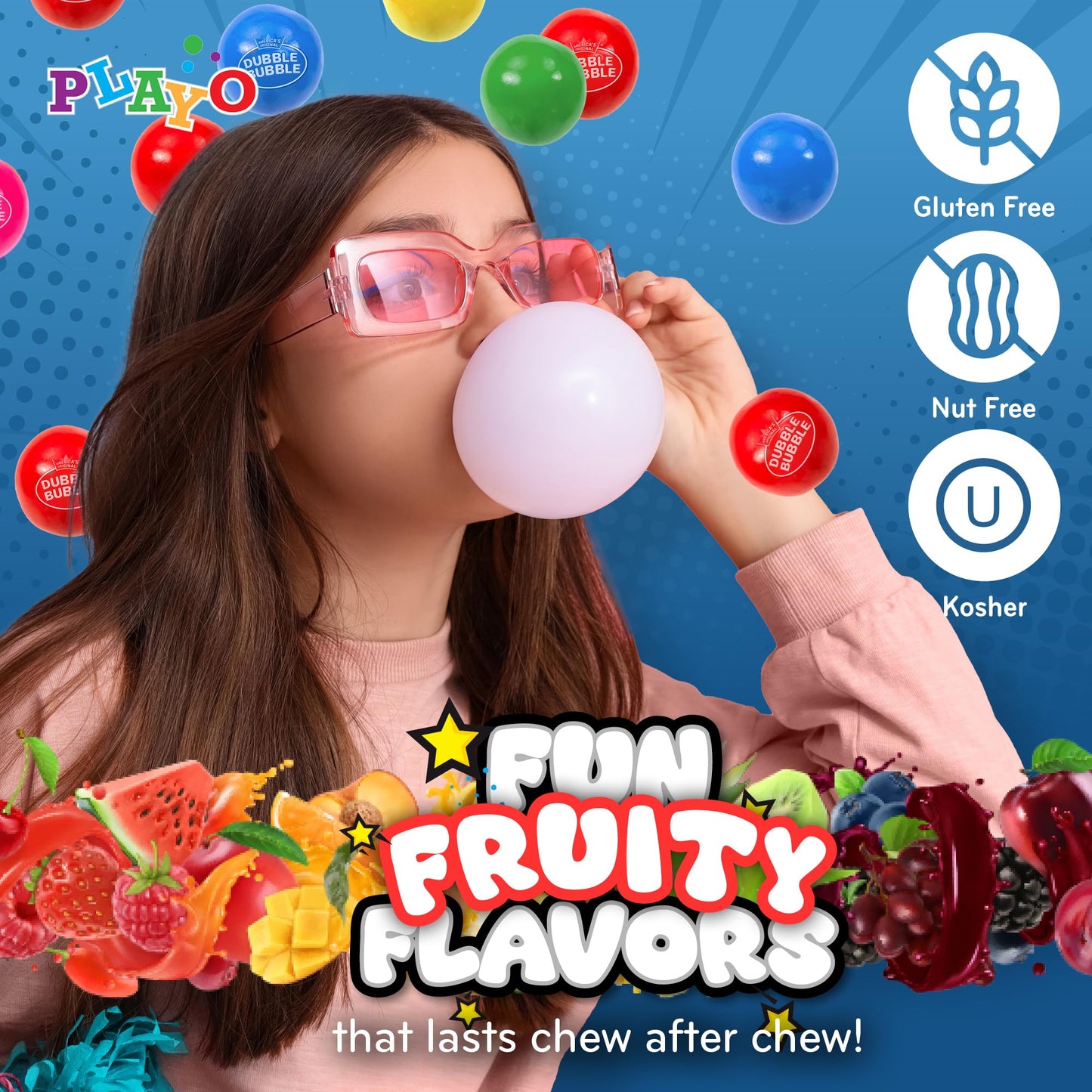 Playo 18'' Big Spiral Gumball Machine For Kids - Includes Aprox 113 Gum Balls - Kids Dubble Bubble Twirling Style Candy Dispense