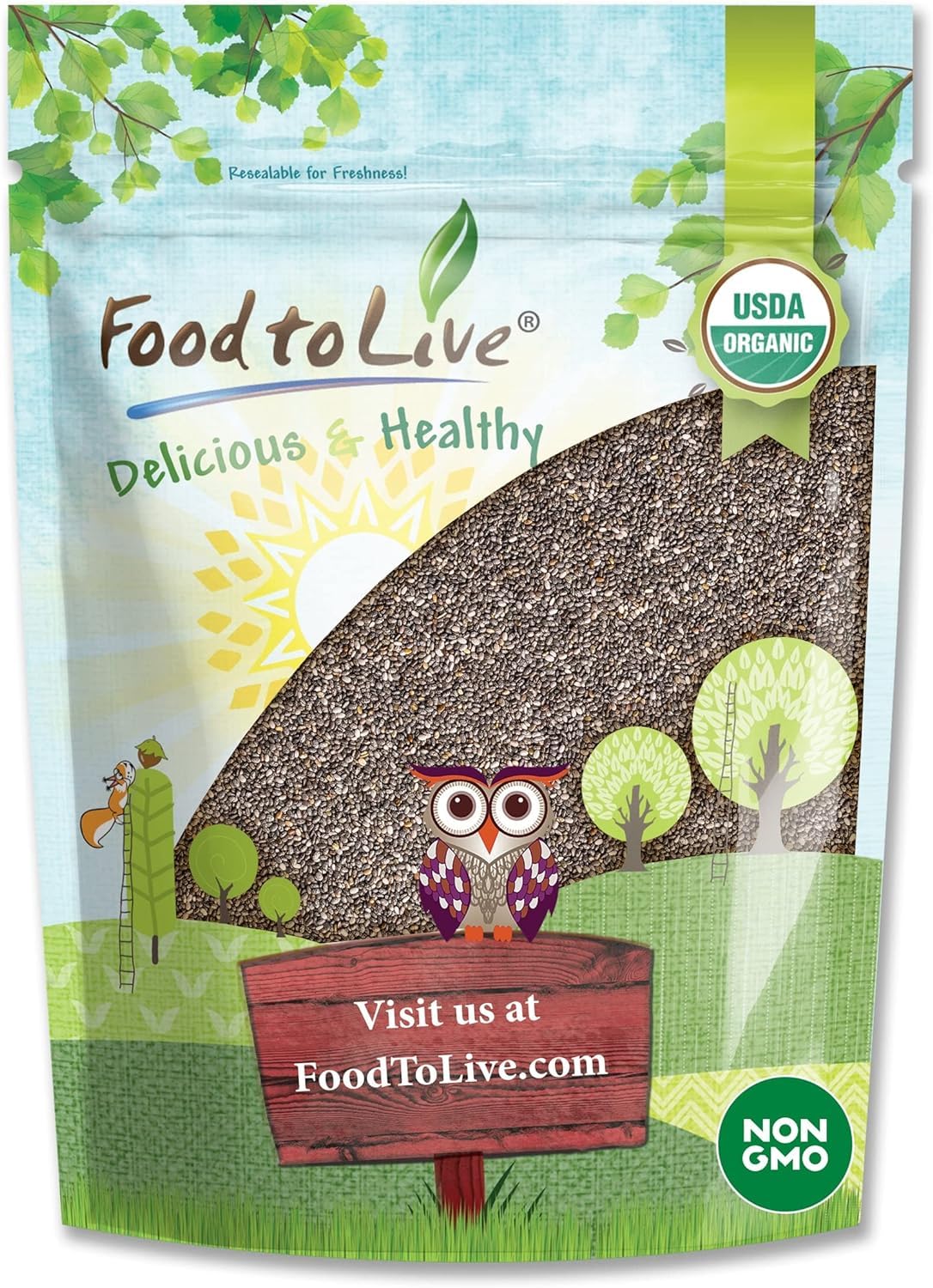 Organic Black Chia Seeds, 4 Pounds - Non-GMO, Whole, Sproutable, Vegan, Kosher, Keto, Sirtfood, Bulk. Rich in Essential Fatty Ac