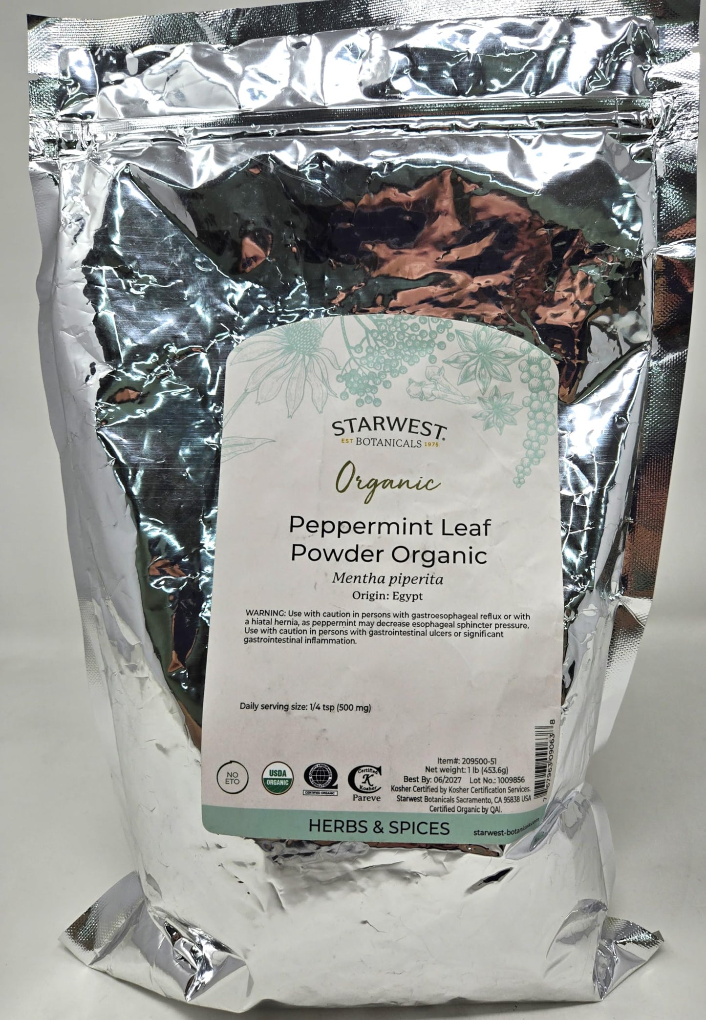 Starwest Botanicals Organic Peppermint Leaf Powder - 1LB, 1 Pound (Pack of 1)