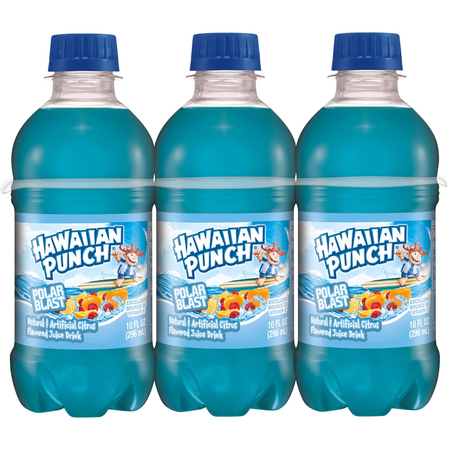 Hawaiian Punch Polar Blast Fruit Juice Drink, 10 Fl Oz Bottles, 24 Count (4 Packs Of 6), Ready-To-Drink, On-The-Go, Caffeine-Free, Carbonation-Free, Gluten-Free, Excellent Source Of Vitamin C