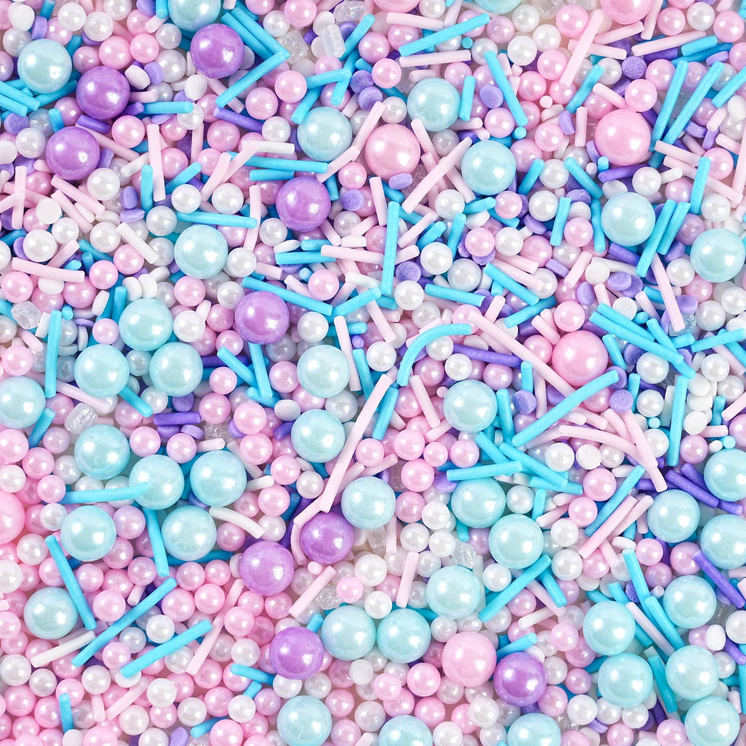 Pastel Sprinkles for Cake Decorating, 7oz Pink Purple Blue White Pearl Confetti Jimmies Mix - Sprinkles for Cupcakes, Ice Cream,