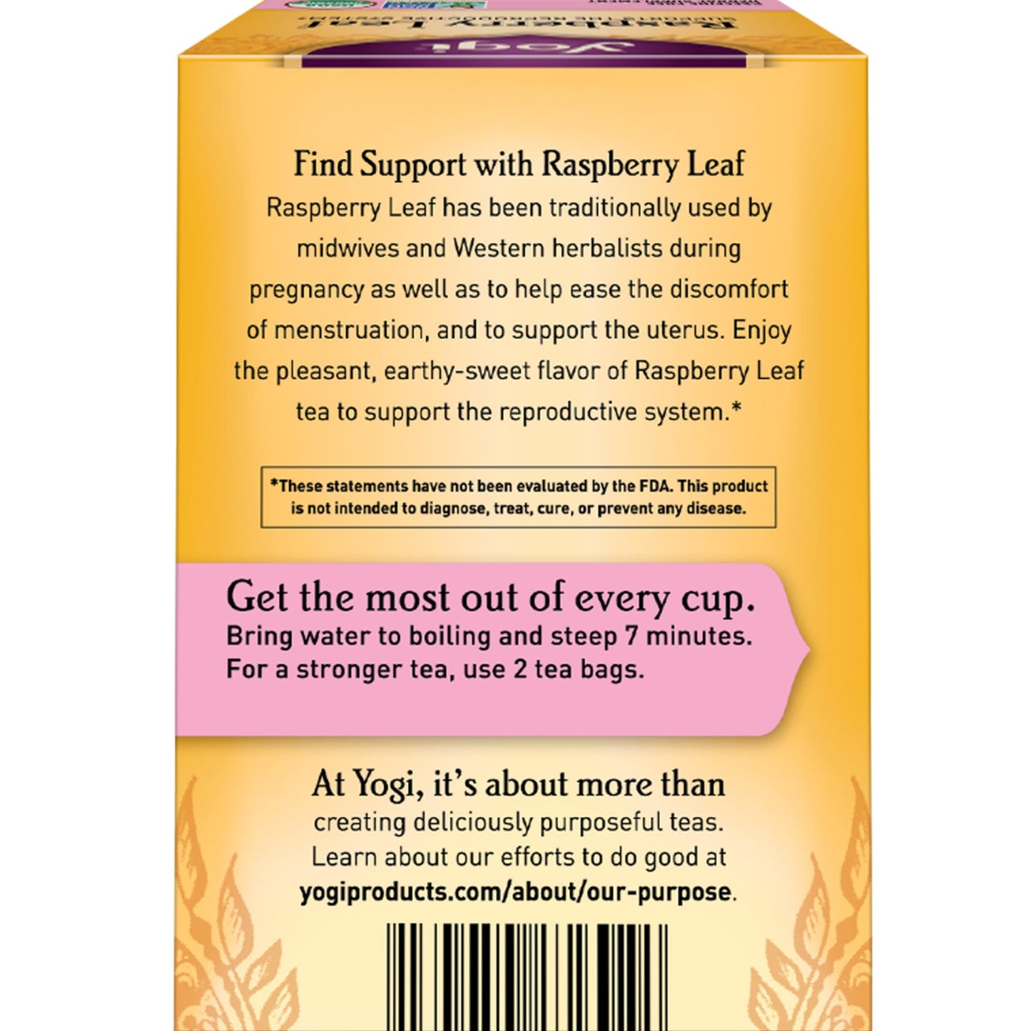 Yogi Organic Raspberry Leaf Tea - Caffeine-Free, 64 Count (Pack of 4)