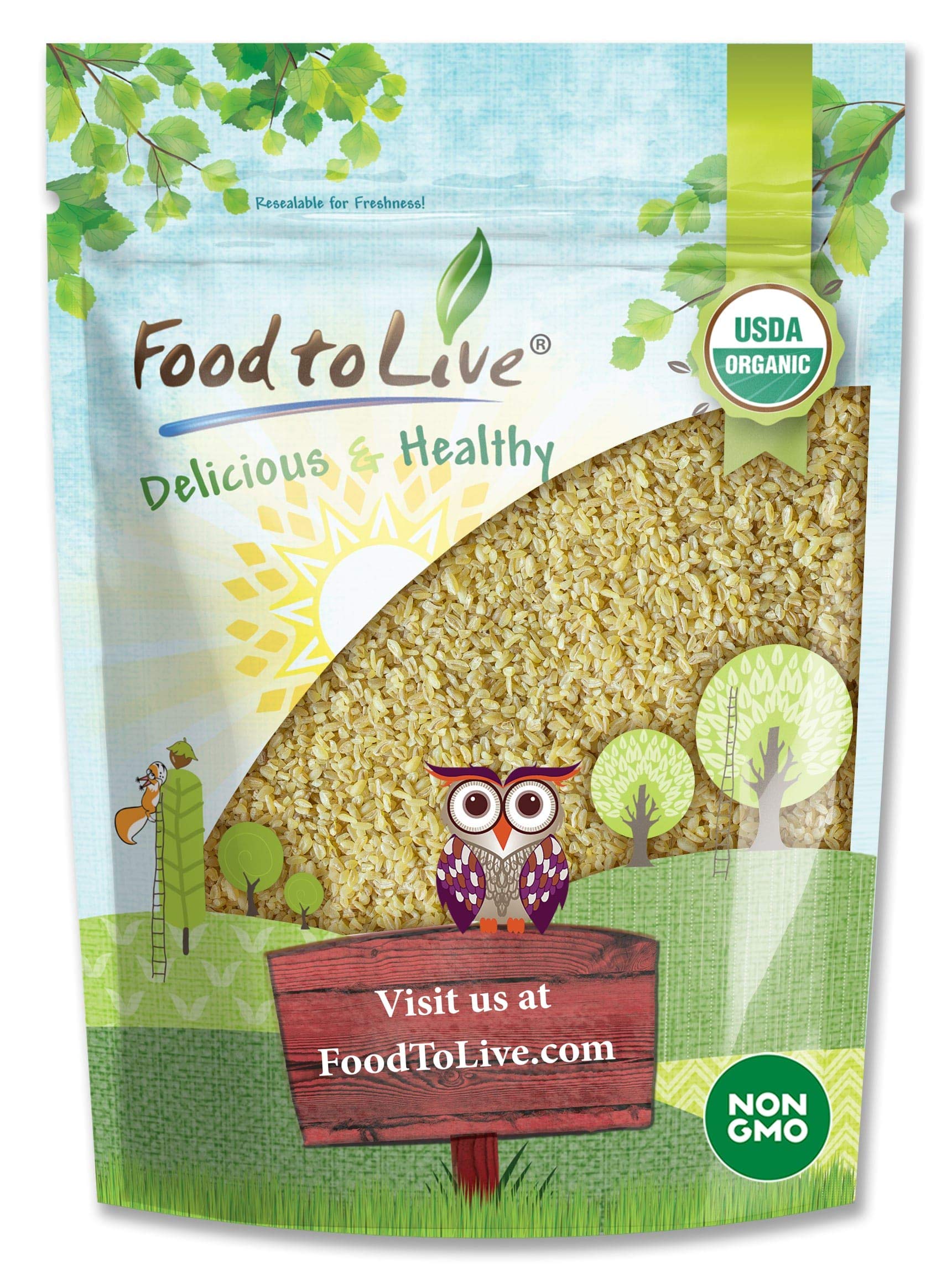 Organic Bulgur Wheat, 1 Pound - Non-GMO Whole Grain, Parboiled Groats, Kosher Borghul Berries, Bulk Seeds, Coarse, High in Dieta