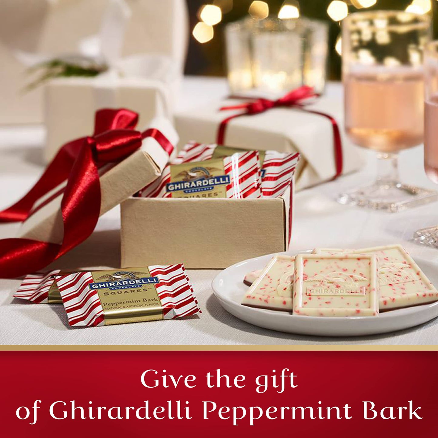 Ghirardelli Chocolate Squares Peppermint Bark, Assorted Chocolates, 20.99 oz Bag, 1.31 lb Pack