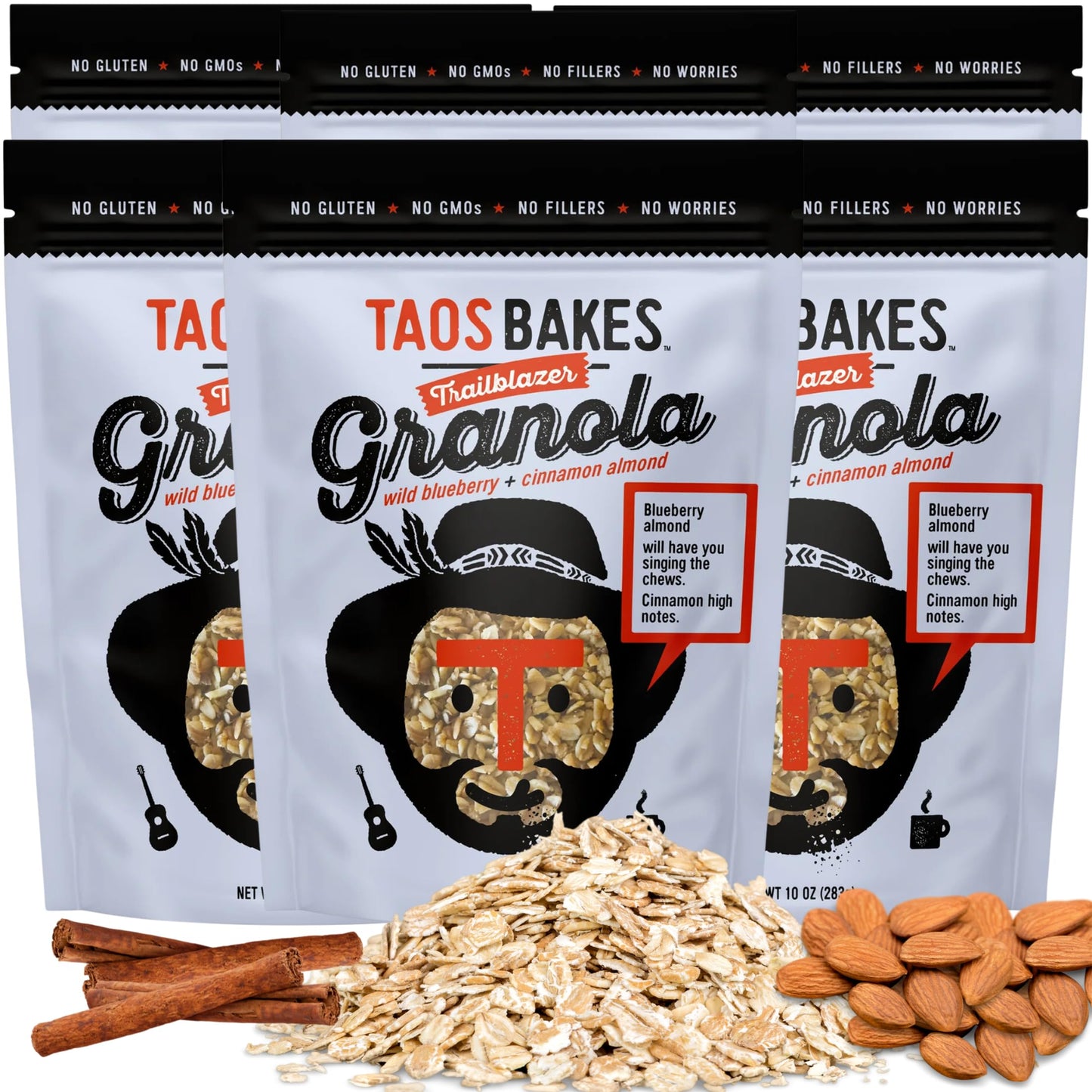 Taos Bakes Wild Blueberry & Cinnamon Granola - Gluten Free, 10 oz (Pack of 6)