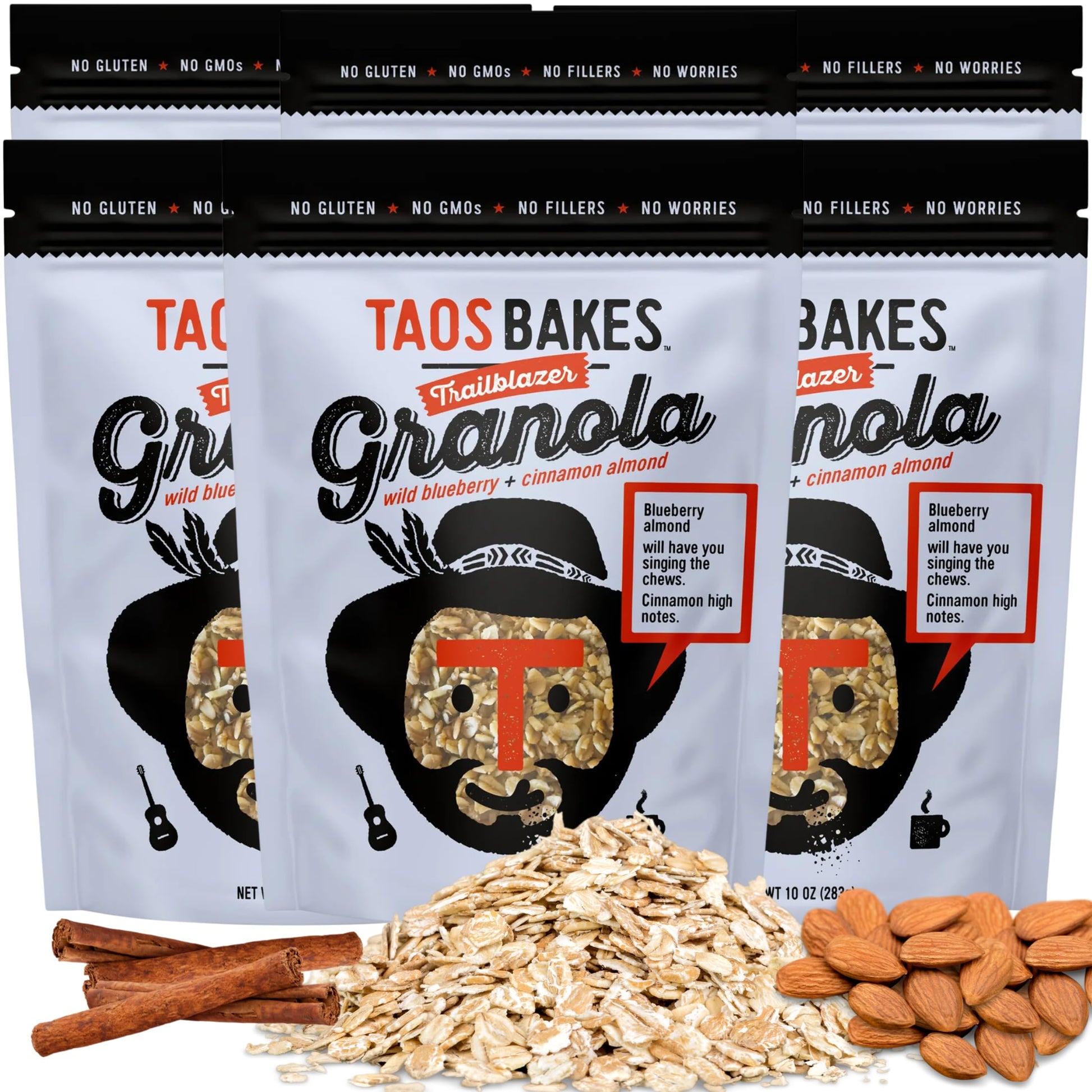 Taos Bakes Wild Blueberry & Cinnamon Granola - Gluten Free, 10 oz (Pack of 6)