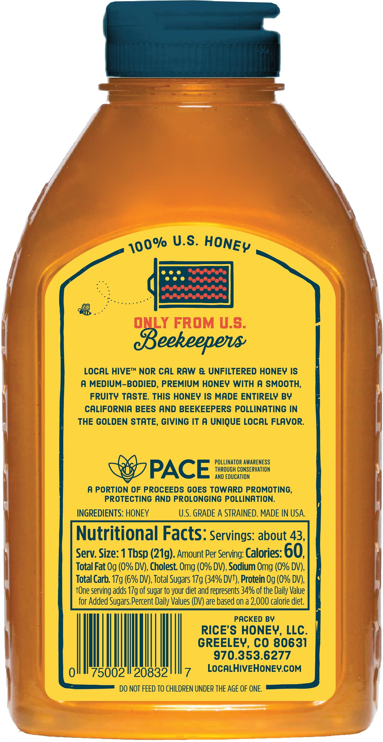 Local Hive North California Raw Unfiltered Honey 32Oz. 100% Us Honey Sourced From American Bees And Beekeepers.