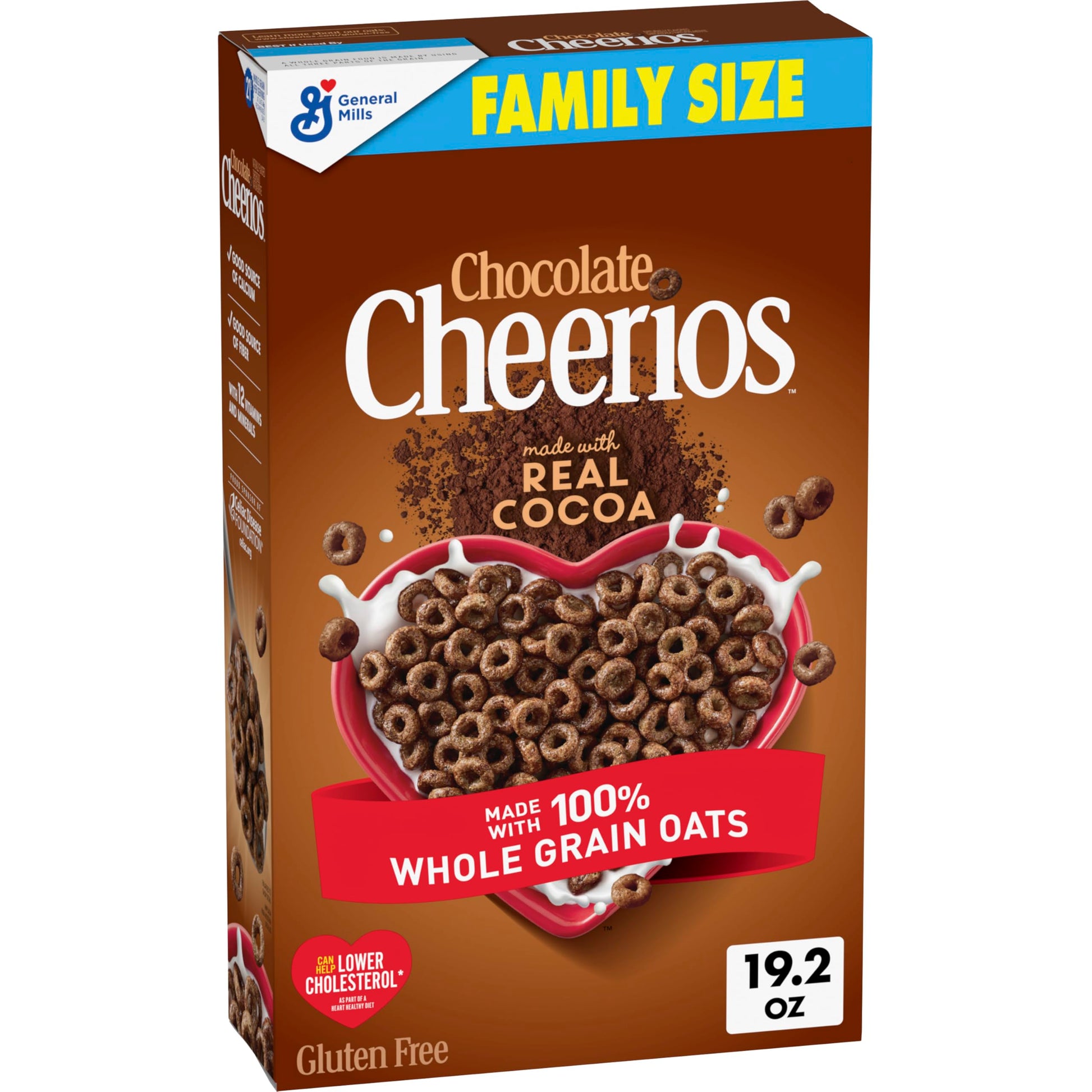 Chocolate Cheerios, Heart Healthy Gluten Free Breakfast Cereal, Made with Whole Grain Oats, Family Size, 19.2 oz