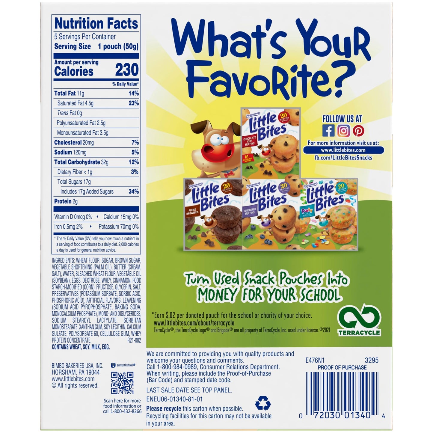 (3 pack) Entenmanns Little Bites Crumb Cake Cinnamon and Brown Sugar Soft Mini Muffins, 15 individual packs (1.75 oz each), 26.