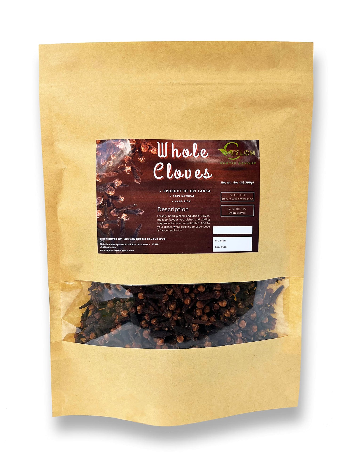 Organic Ceylon Clove 4.0 Oz(113.398G) Hand Picked Fresh And Pure Whole Ground Cloves Harvested From Sri Lanka Premium Quality Cl