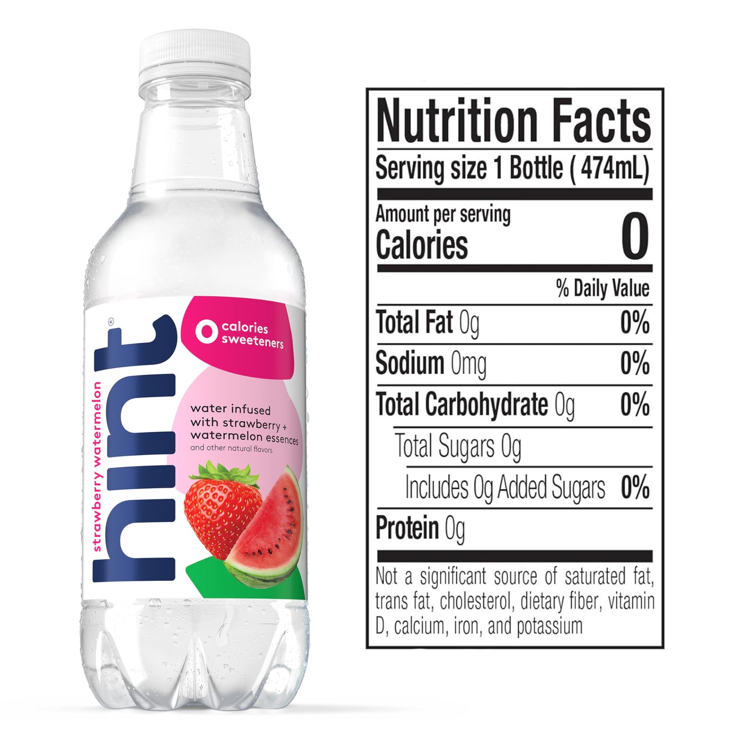 Hint Fruit-Infused Bottled Water, Strawberry Watermelon - Sugar Free Flavored Water With Zero Calories, Naturally Flavored, And