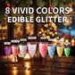 Edible Luster Dust 8 Colors Set - Edible Glitter For Cocktails, Rainbow Food Grade Powder Glitter For Drinks, Chocolate, Cake De