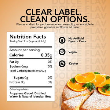 Dolce Flav Natural Orange Food Coloring - 2 oz Bright Plant-Based Liquid Dye | Water-Soluble Color for Baking, Drinks & Desserts