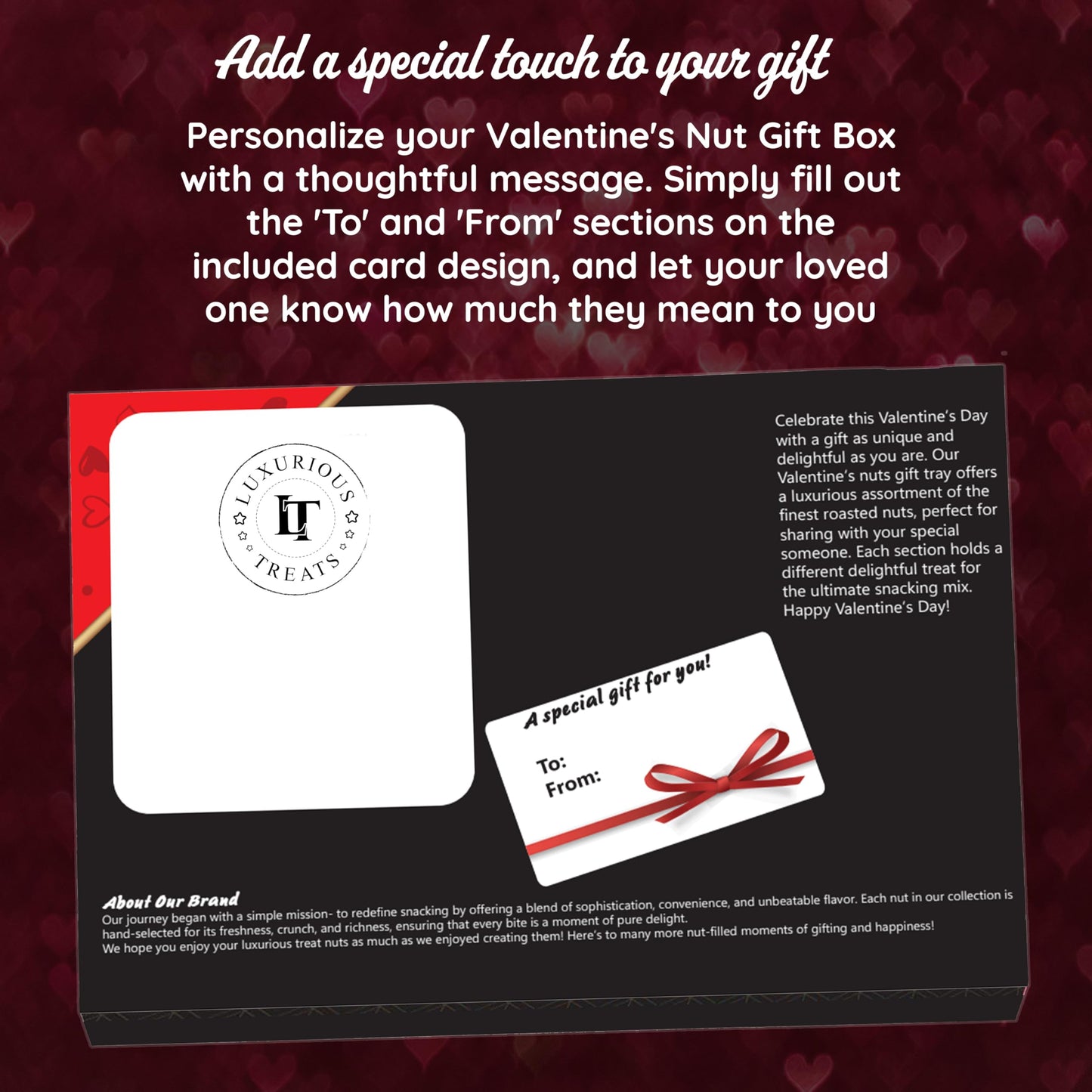 elegant   Valentines Day Nuts Gift Box with Heart Shaped Platter, Assorted Premium Nuts, Ideal Gift for Men