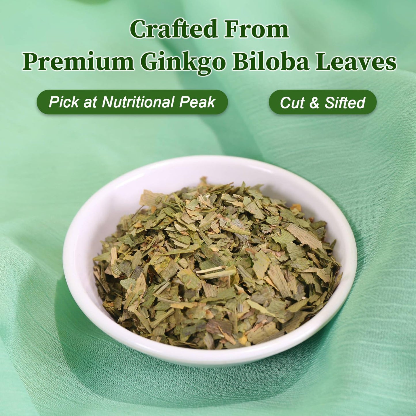 FullChea Ginkgo Biloba Tea Bags - Premium Dried Leaves, Caffeine-free, Non-GMO, 36 Count