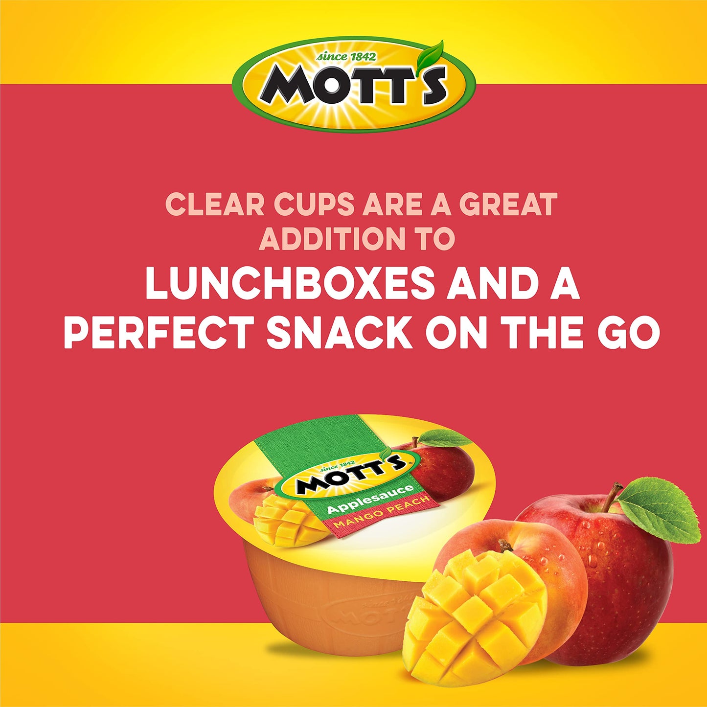 Mott's Mango Peach Applesauce, 4 oz Cups, 72 Count (12 Packs of 6) - Delicious Snack for Kids and Adults