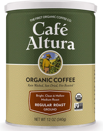 Café Altura, Regular Roast, Medium Roast, Organic, Ground Coffee, 12 Oz. Can
