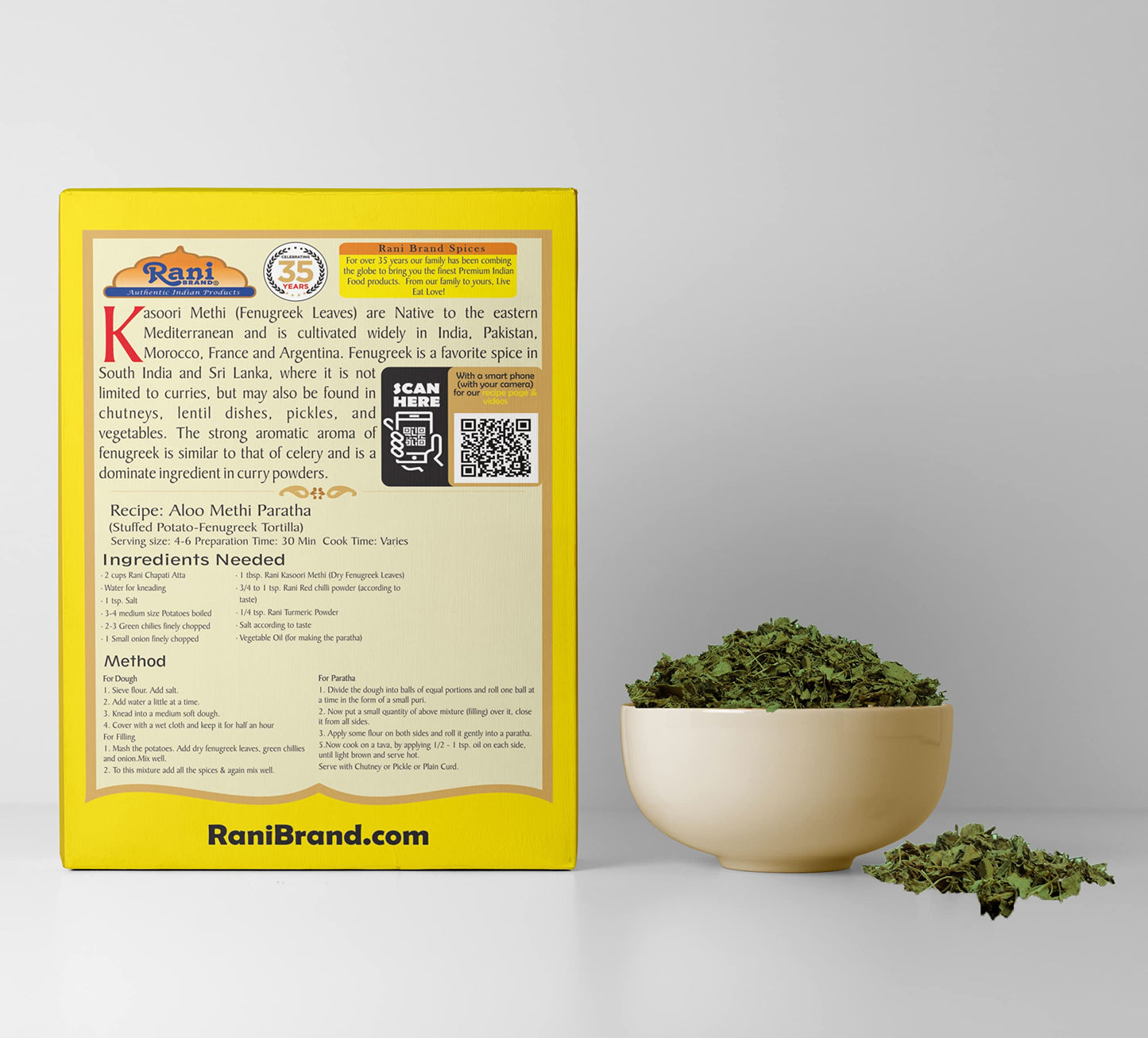 Rani Fenugreek Leaves Dried (Kasoori Methi) 14Oz (400G) ~ All Natural | Vegan | Gluten Friendly | Non-Gmo | Indian Origin