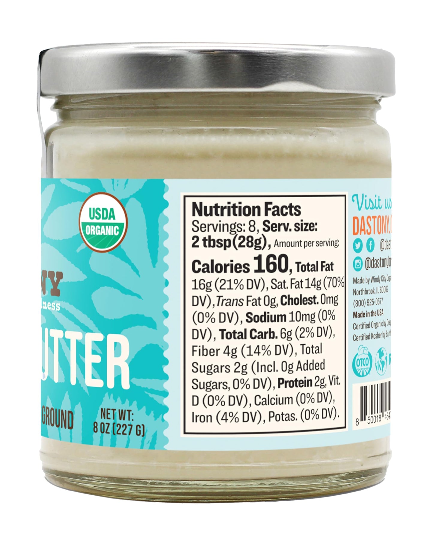 Dastony Organic Raw Coconut Butter, 8 Oz | Only One Ingredient | Vegan, Paleo And Keto Friendly, Non Gmo, Gluten-Free - Pack Of