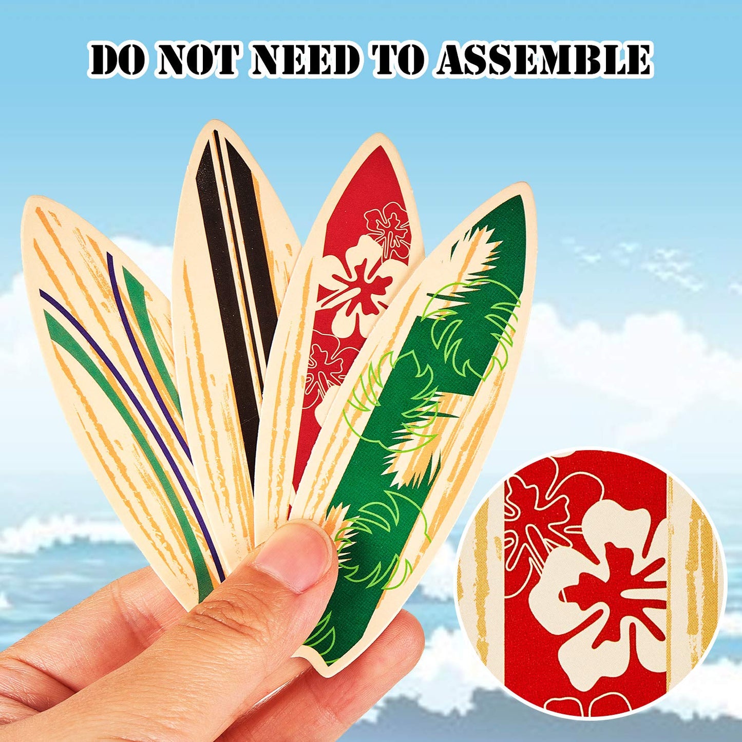 48 Pieces Surfboard Cupcake Toppers Surfboard Beach Cake Decorations Surfboard Mini Accents for Swimming Pool Summer Beach Party