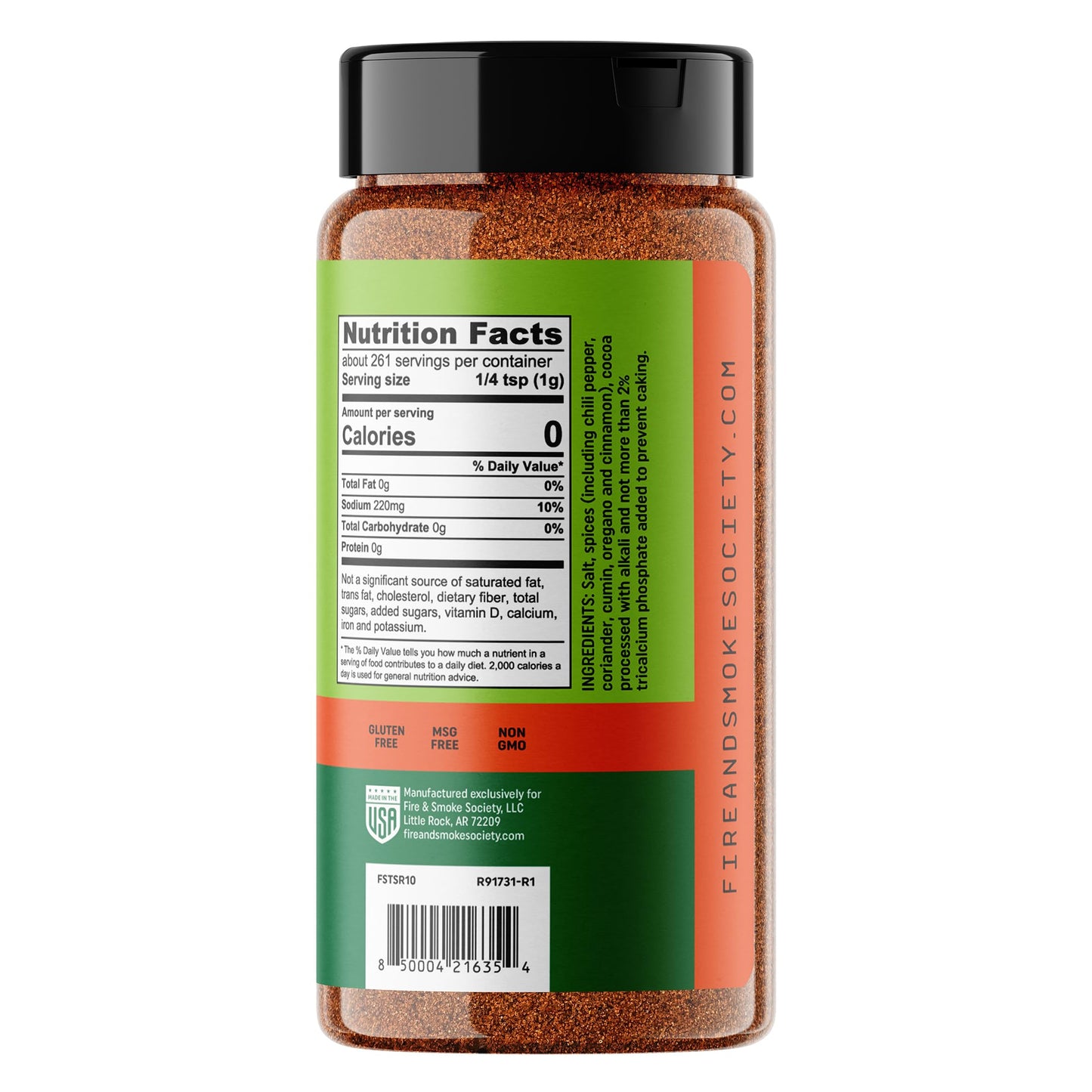 Fire & Smoke Society Taco Secret Seasoning Mix - 9.2 oz XLarge Bottle, Gluten Free, Non-GMO, Perfect for Fajitas & Carnitas