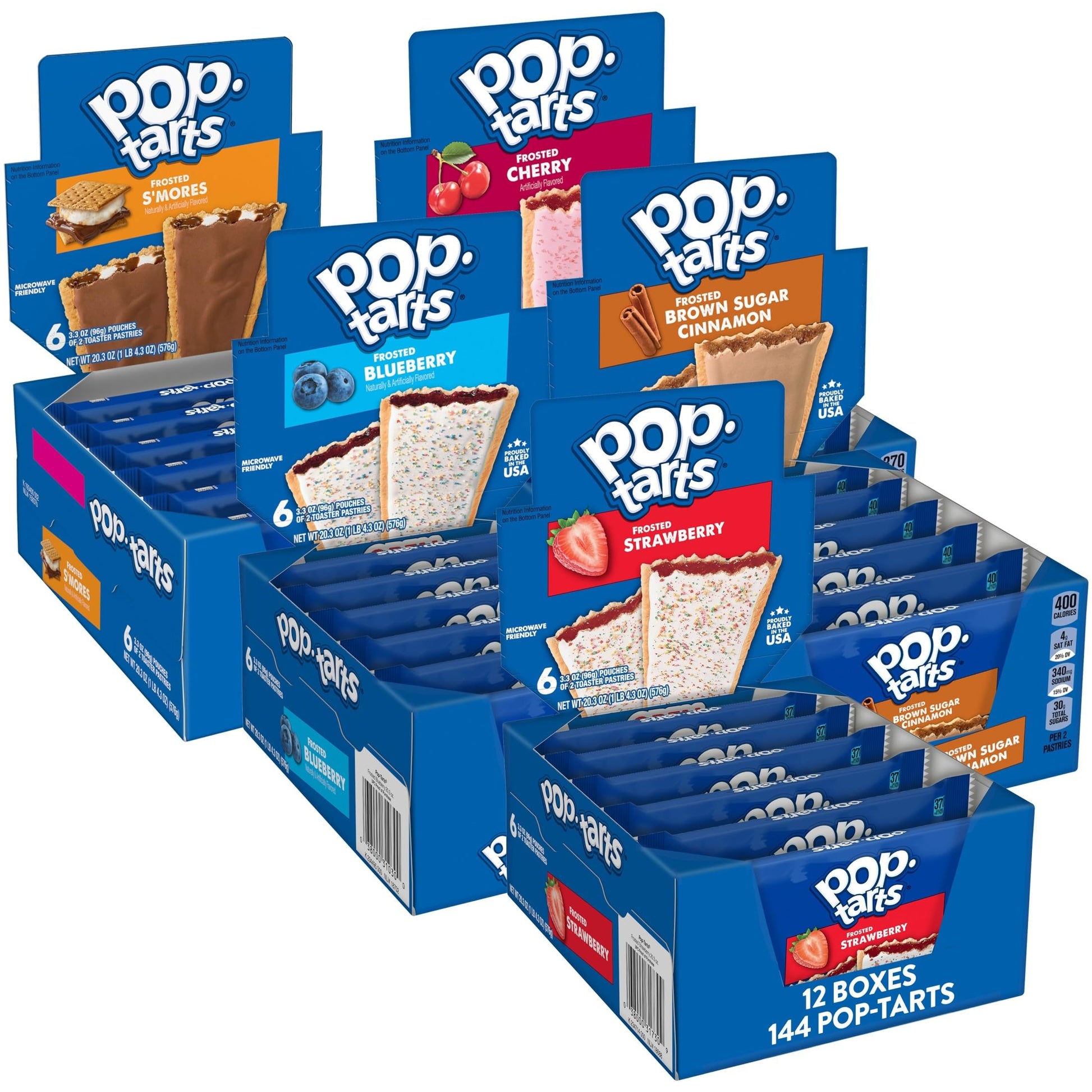 Pop-Tarts Toaster Pastries, Breakfast Foods, Kids Snacks, Value Pack, Variety Pack (144 Pop-Tarts)