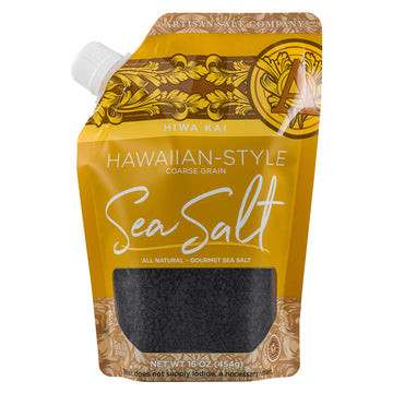 SALTWORKS Artisan Salt Company Hiwa Kai Black Hawaiian-style Sea Salt, Coarse Grain, Pour Spout, 16 Ounce