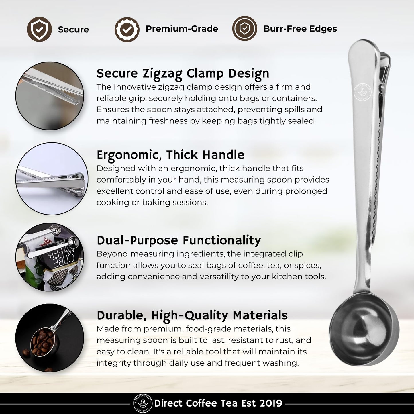 Farmer Bros Ground Coffee - Breakfast Blend  5-lb Bag - Smooth Finish  Aromatic & Mild Flavor - Includes Direct Coffee Tea Est 2019 Barista Spoon with Clip