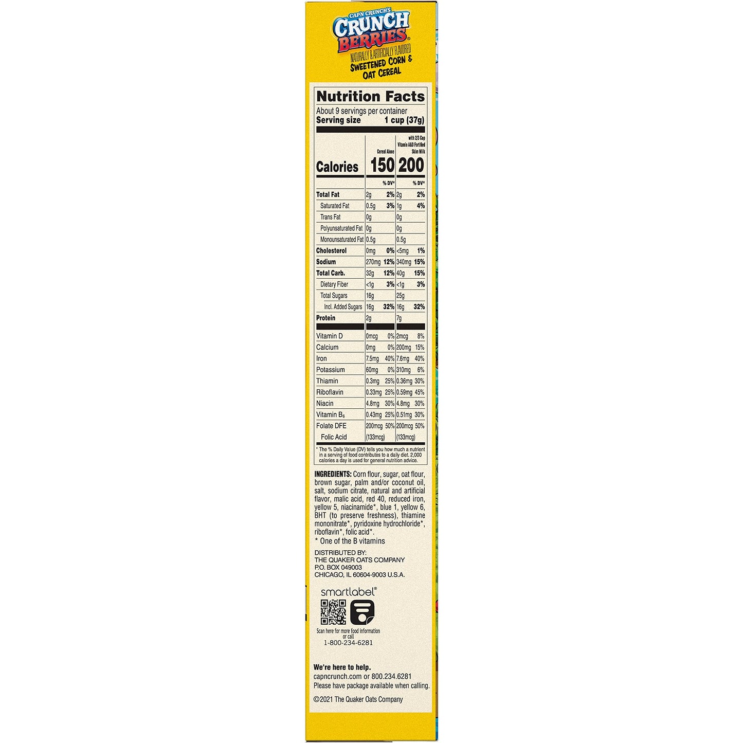 Quaker Captain Crunchberries Cereal, 11.7 Oz