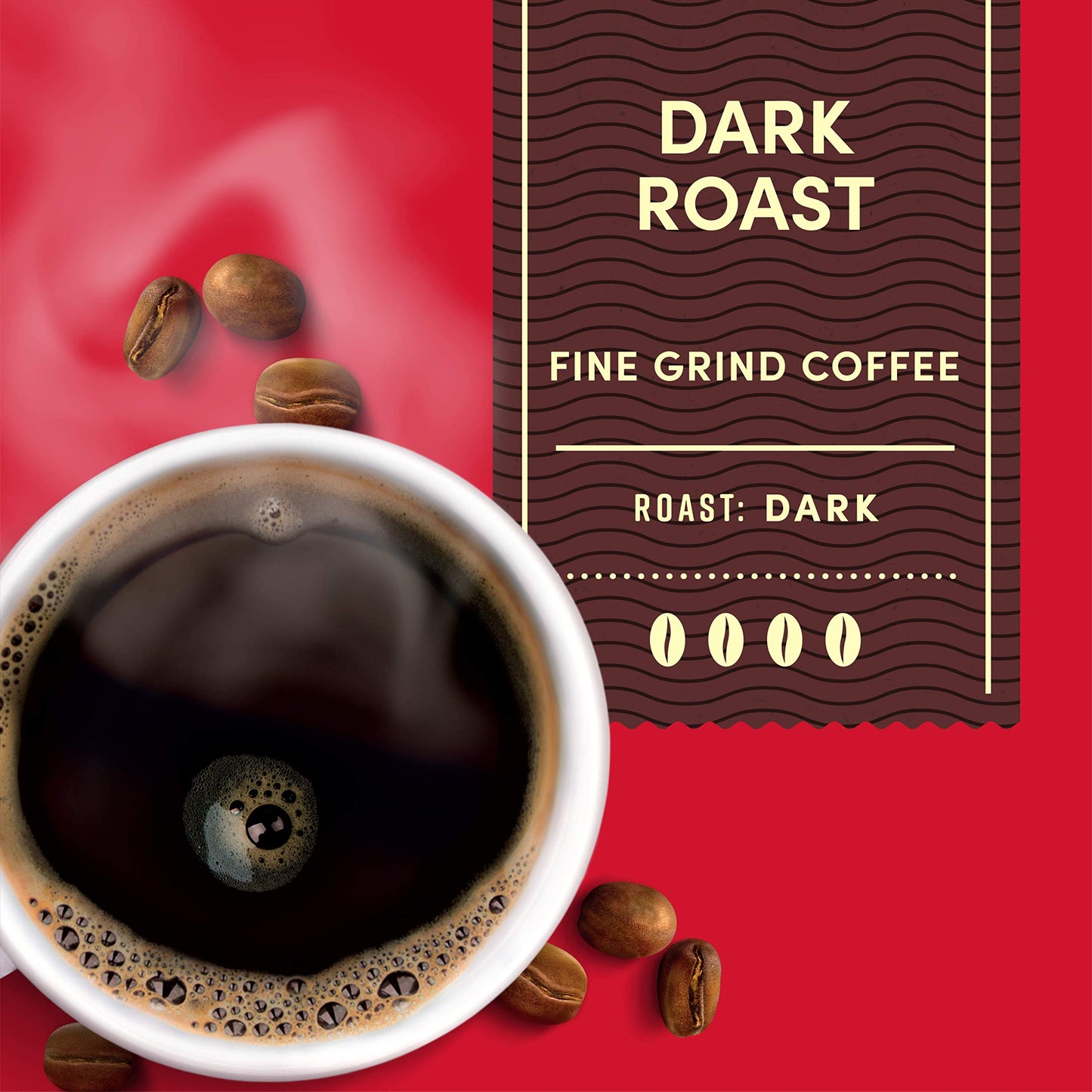 Tim Hortons Dark Roast Ground Coffee, 100% Arabica Beans, 12 Oz (Pack of 6), Rich & Smooth, Red