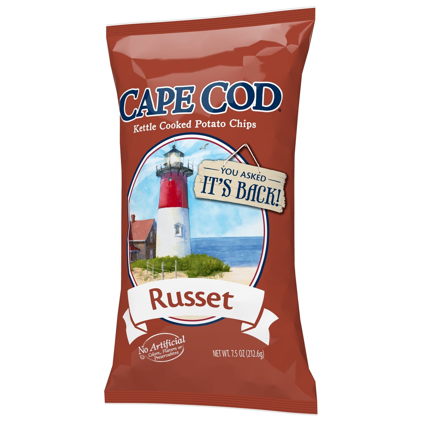 Cape Cod Potato Chips, Russet Kettle Cooked, 7.5 Ounce