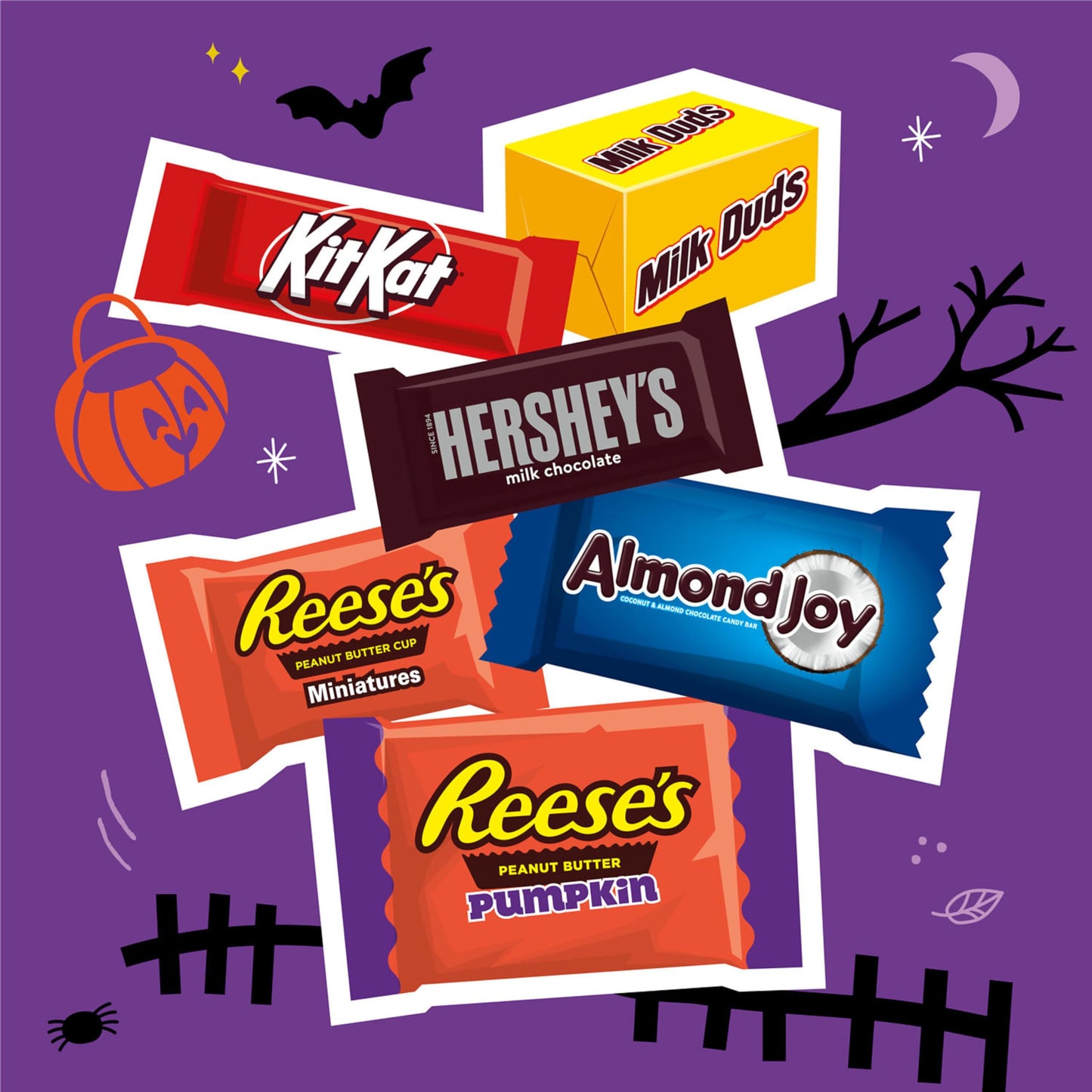 HERSHEYS Assorted Flavored, Halloween Candy Bag, 23.05 oz (55 Pieces)
