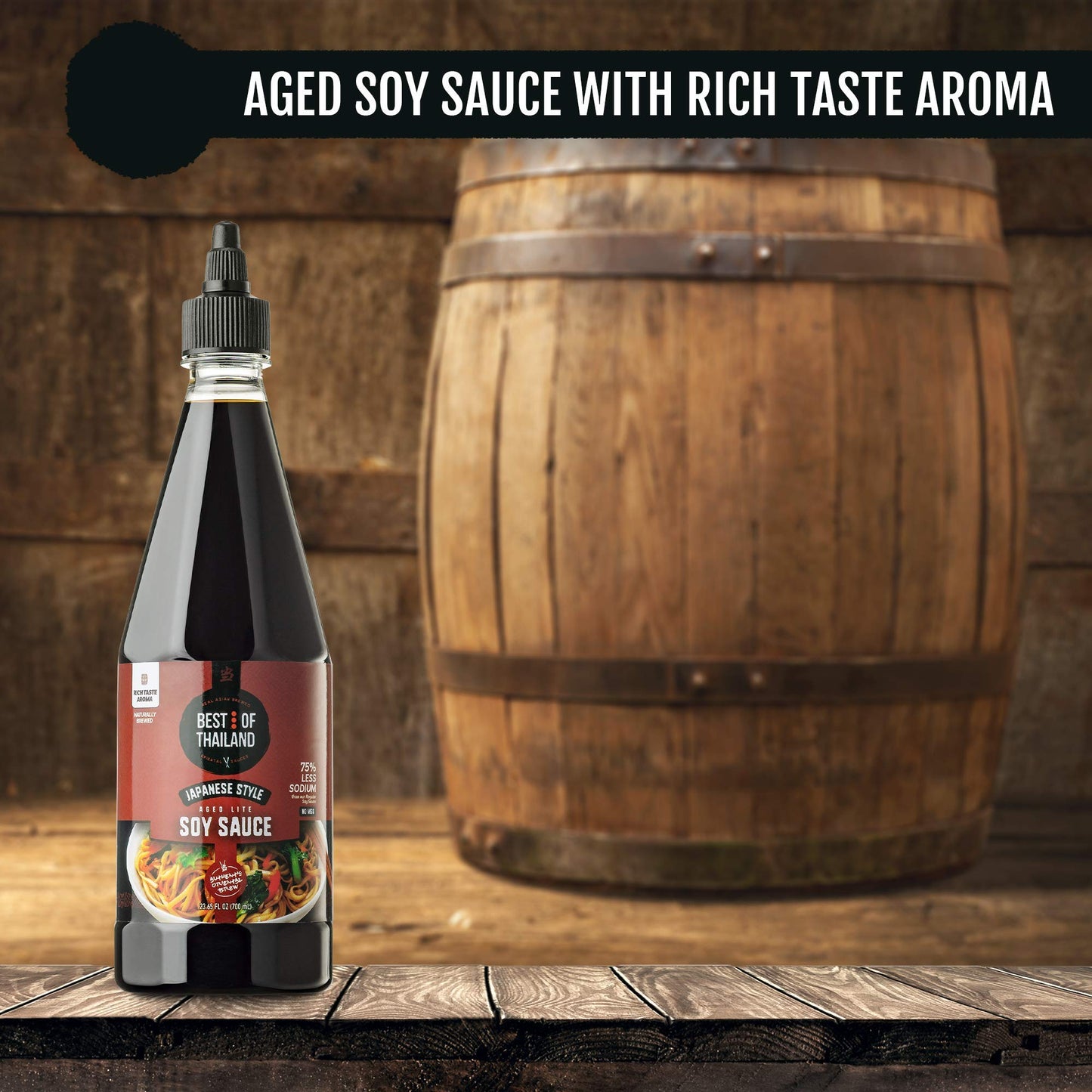 Best Of Thailand Japanese Soy Sauce | Japanese Style Barrel Aged Lite Dark Soy Sauce | 2 Bottles Of 23.65Oz Real Authentic Asian