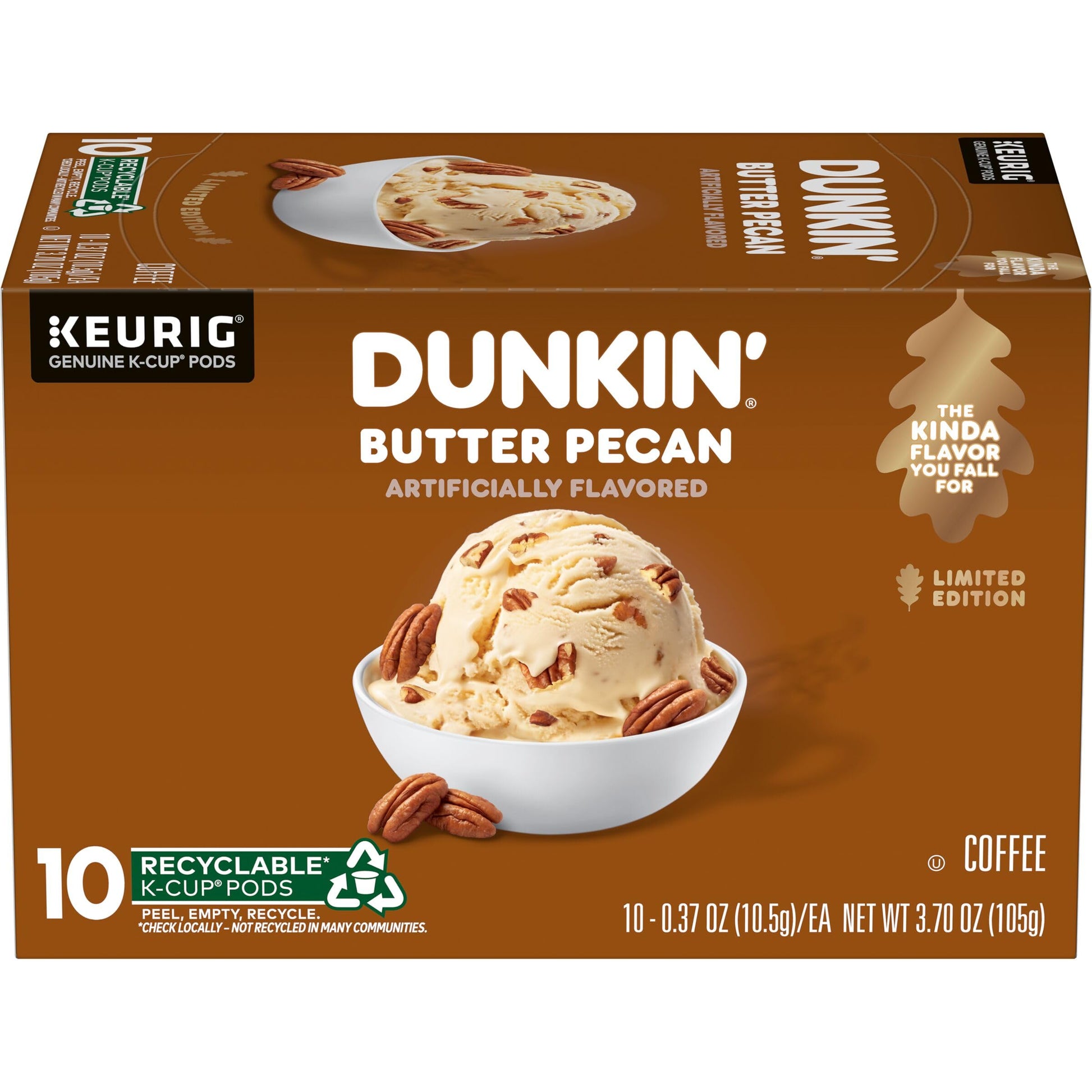 Dunkin Butter Pecan Artificially Flavored Coffee, K-Cup Pods, 60 Ct.