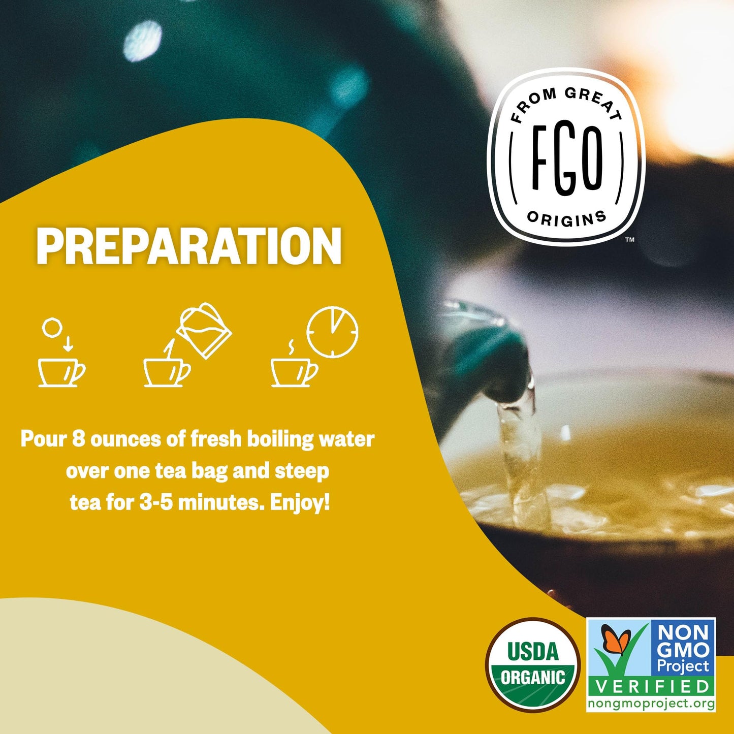 Fgo Organic Lemon Ginger Tea, Eco-Conscious Tea Bags, 100 Count, Packaging May Vary (Pack Of 1)