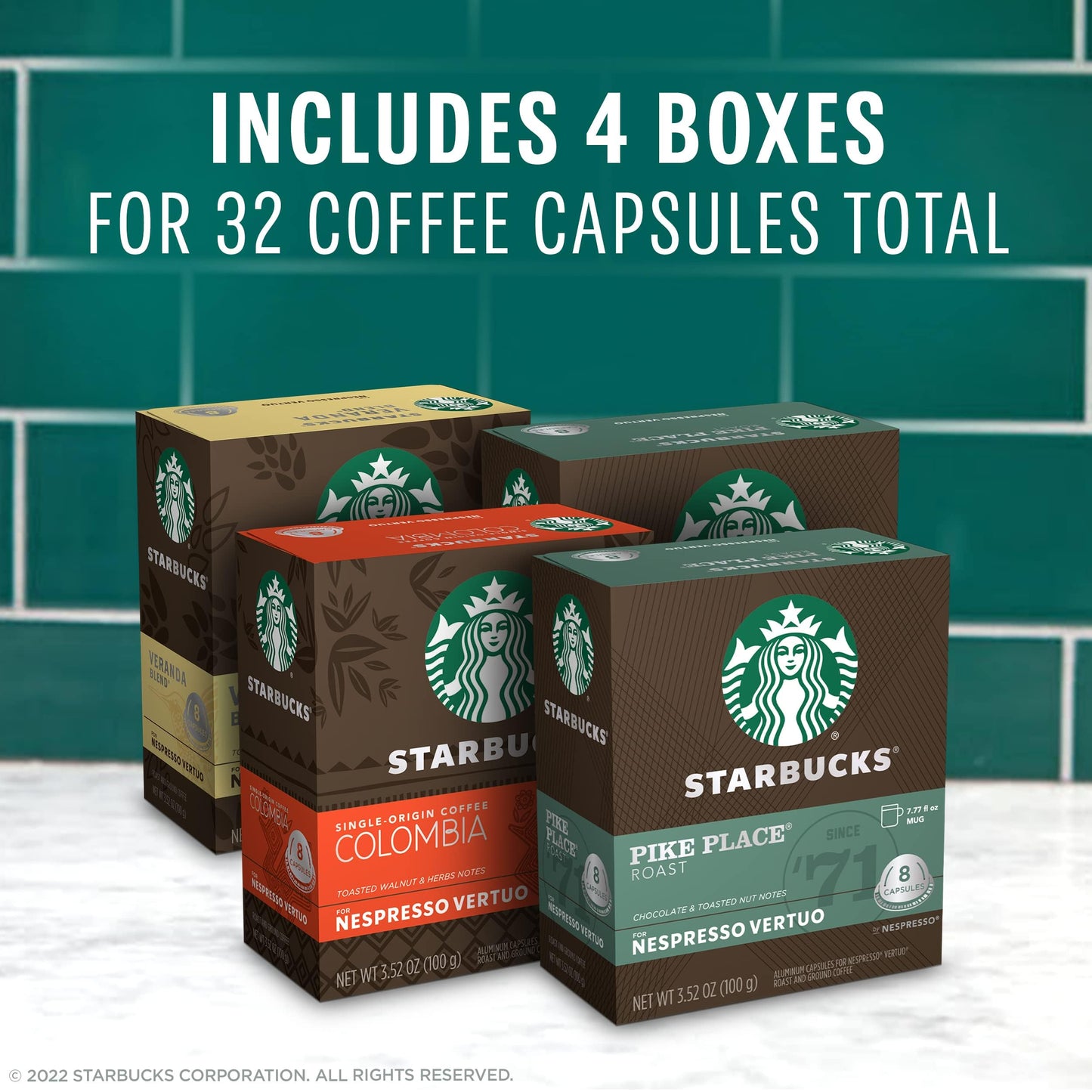 Starbucks Vertuo Coffee Pods Variety Pack, Blonde & Medium Roast, 32-count, 8 Count (Pack of 4)