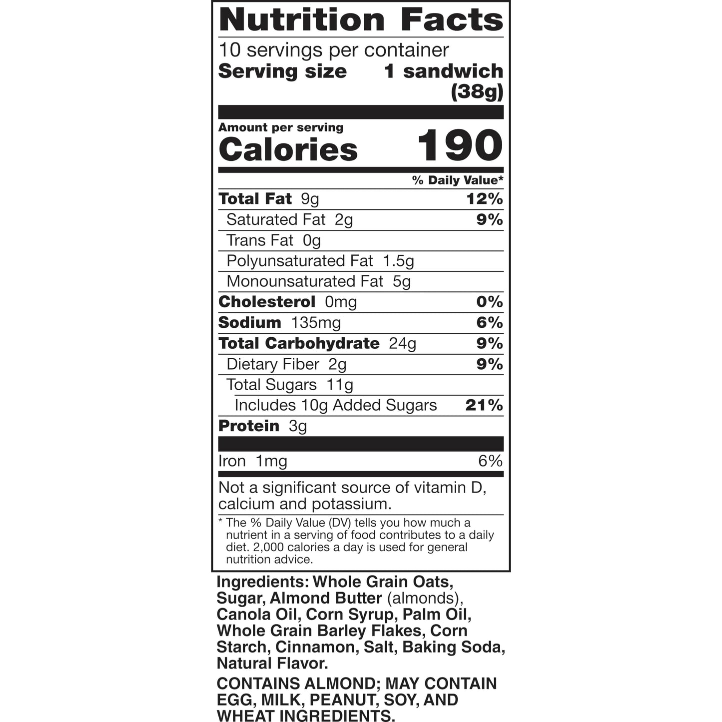 Nature Valley Biscuit Sandwiches, Cinnamon Almond Butter, 10 Bars, 13.5 oz (Pack of 6)