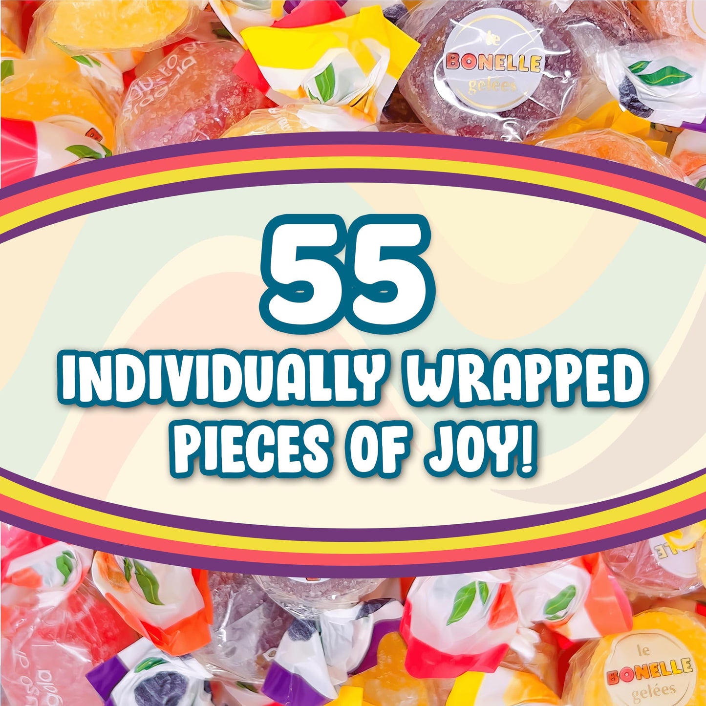 Bonelle Italian Jelly Christmas Candy Bulk - 1 Pound Assorted Christmas Candy Approx 55 Pieces Jelly Fruits Italian Candy Indivi