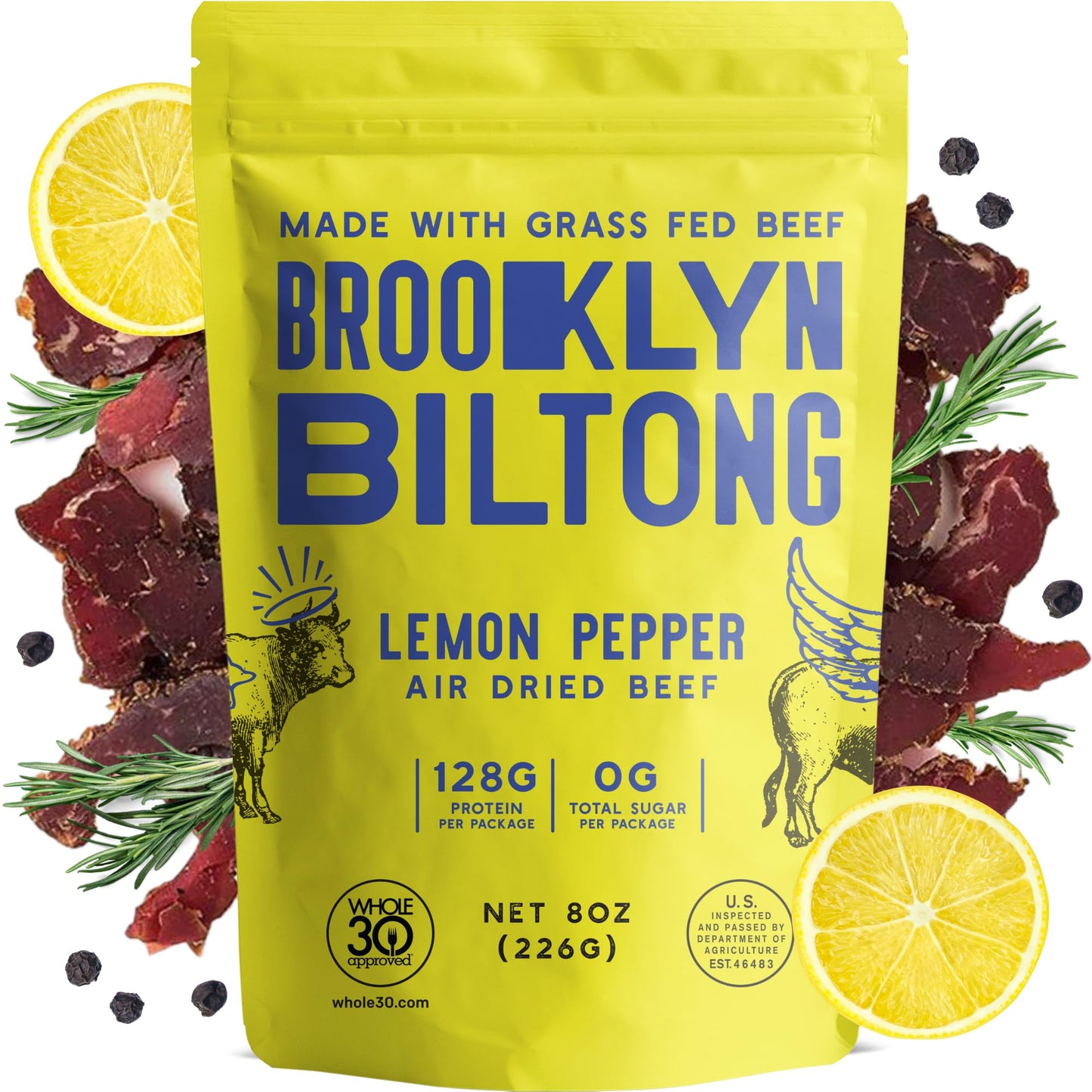 Brooklyn Biltong Air Dried Beef Snack, Whole30 Approved, Paleo, Keto, Gluten Free, Sugar Free, 8 oz Bag