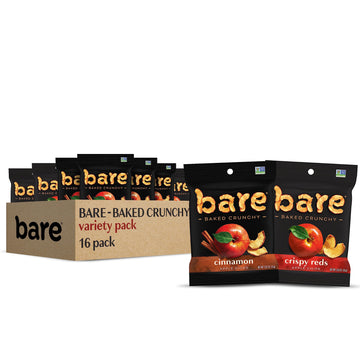 Bare Baked Crunchy, Apples Fuji & Reds And Cinnamon Variety Pack, 0.53 Ounce (Pack Of 16)