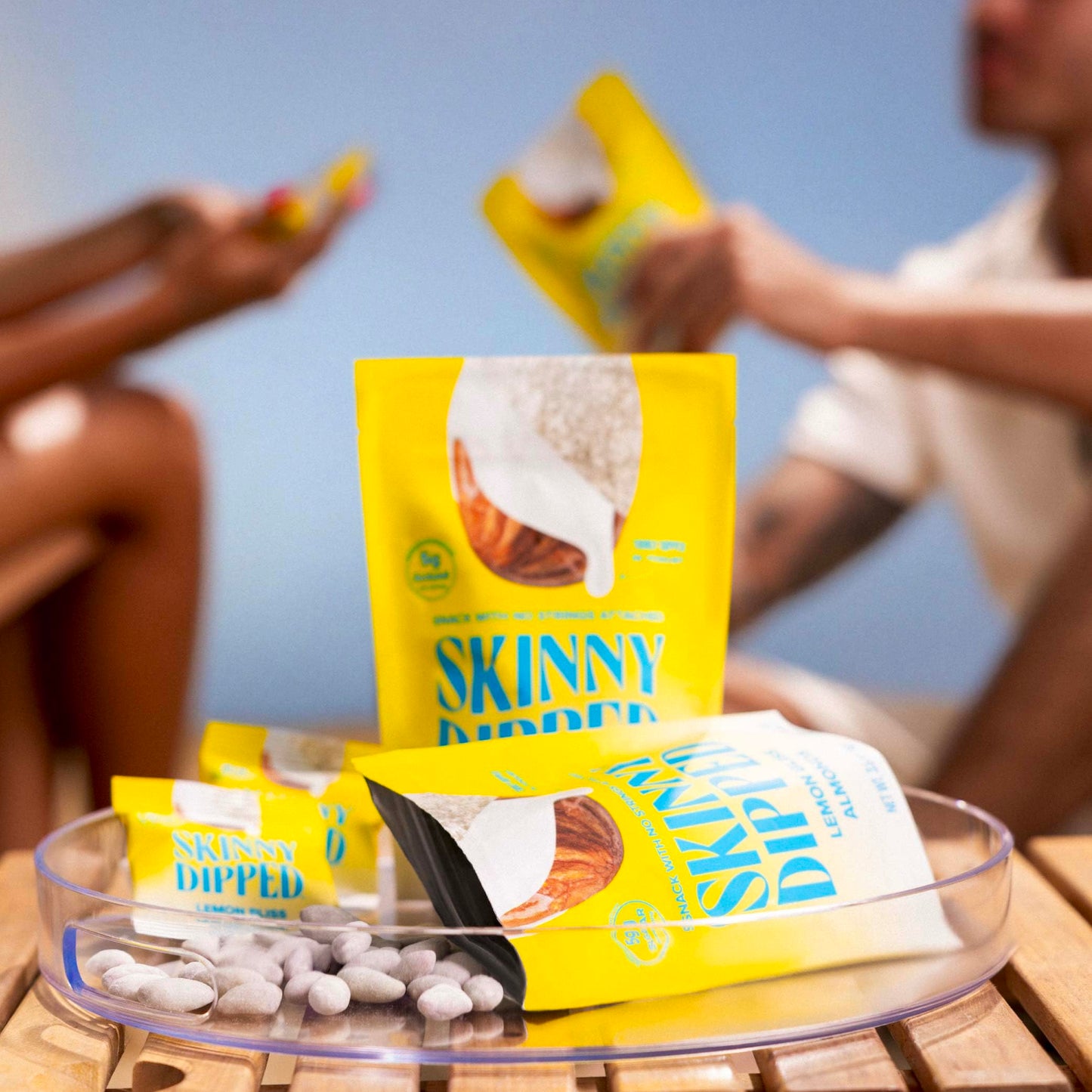 SkinnyDipped Lemon Bliss Almonds, Healthy Snack, Plant Protein, Gluten Free, 3.5 oz Resealable Bags, Pack of 5
