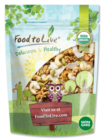 Food to Live Organic Coconut and Friends Trail Mix, 8 Ounces - Raw and Non-GMO Snack Mix Contains Coconut Chips, Cashews, Pumpki