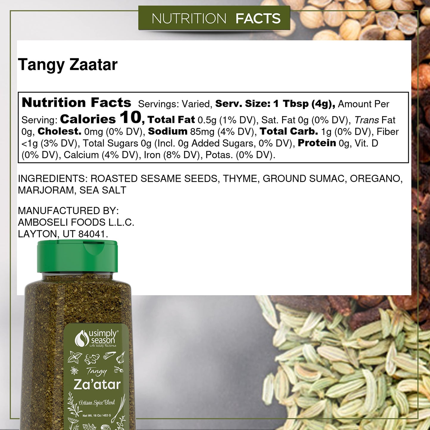 Usimplyseason Zaatar Spice (Tangy Seasoning, 16 Ounce)