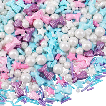 Pastel Sprinkles for Cake Decorating, Ocean Mermaid Sprinkles for Cake Cupcake Cookies Baking Ice Cream Decorations