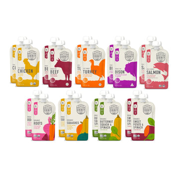 Serenity Kids 6+ Months Meats + Veggies Mixed Baby Food Puree Pouch Variety Pack 18 Count- No Sugary Fruits Or Added Sugar - 3.5