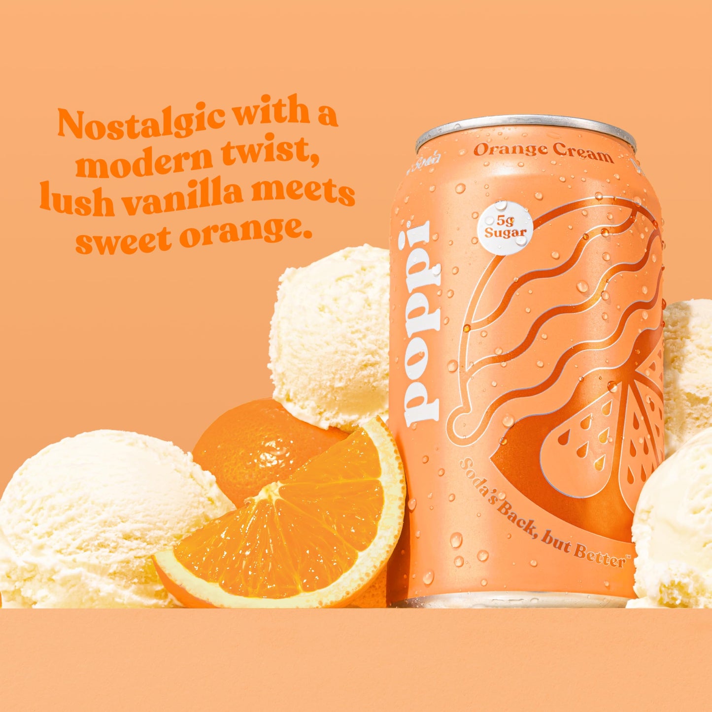 Poppi Sparkling Prebiotic Soda - Orange Cream Flavor, 12 Fl Oz, Pack of 1
