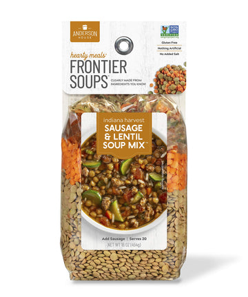 Frontier Soups Hearty Meals Indiana Harvest Sausage Lentil Soup Mix, 16 Ounce