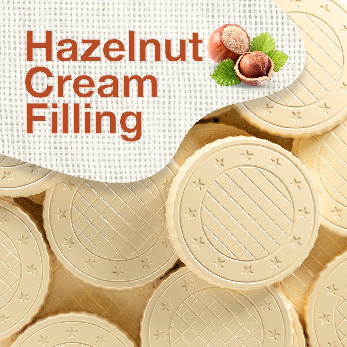 Fiorella Crunch Wafer Cookies, White Chocolate, Hazelnut Cream Filling, 18 Count, Individually Wrapped Snacks